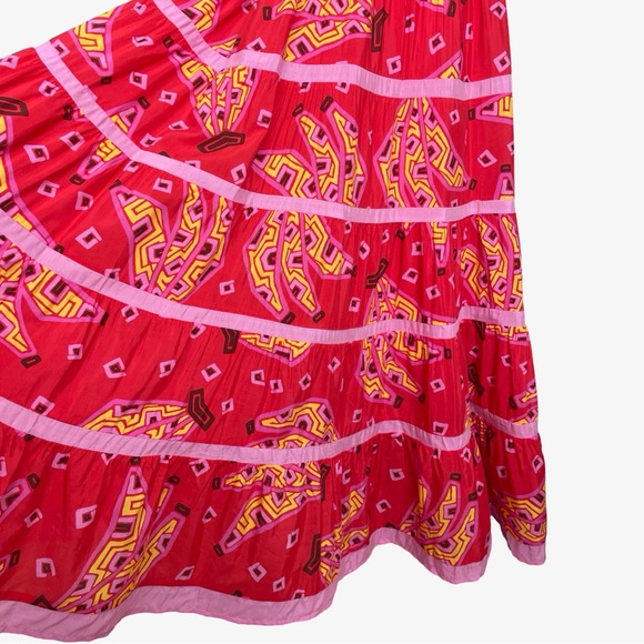 FARM Rio Red Tiki Bananas Tiered Maxi Dress Large NWT - Picture 5 of 15